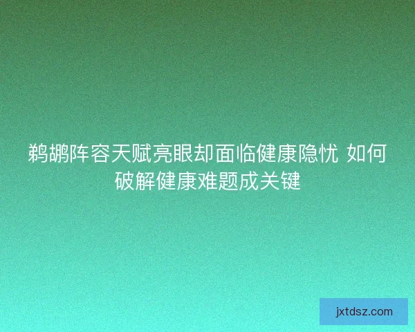 鹈鹕阵容天赋亮眼却面临健康隐忧 如何破解健康难题成关键